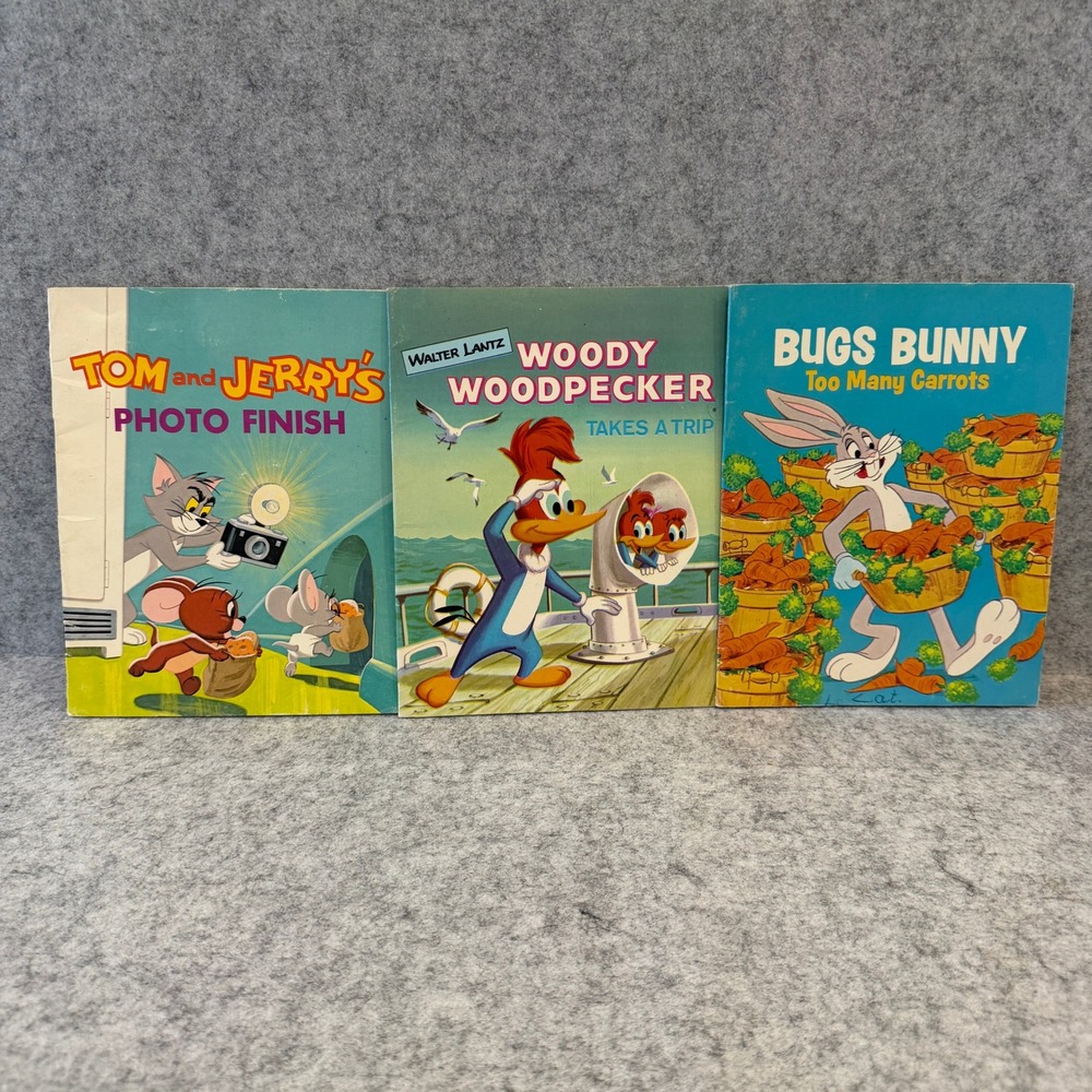 Set of 3 Vintage Soft books - Tom and Jerry, Bugs Bunny, Woody Woodpecker